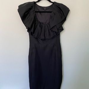 TED BAKER Silk Ruffle Little Black Dress - XS